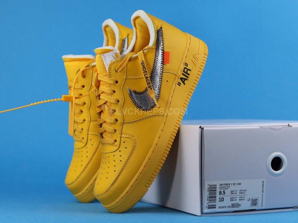 Size+5+-+Nike+Air+Force+1+Low+OFF-WHITE+University+Gold+Metallic+Silver for  sale online