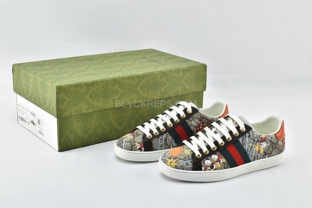 GUCCI SNEAKERS MENS LEATHER DISNEY ACE HUEY DEWEY LOUIE LOGO SHOES