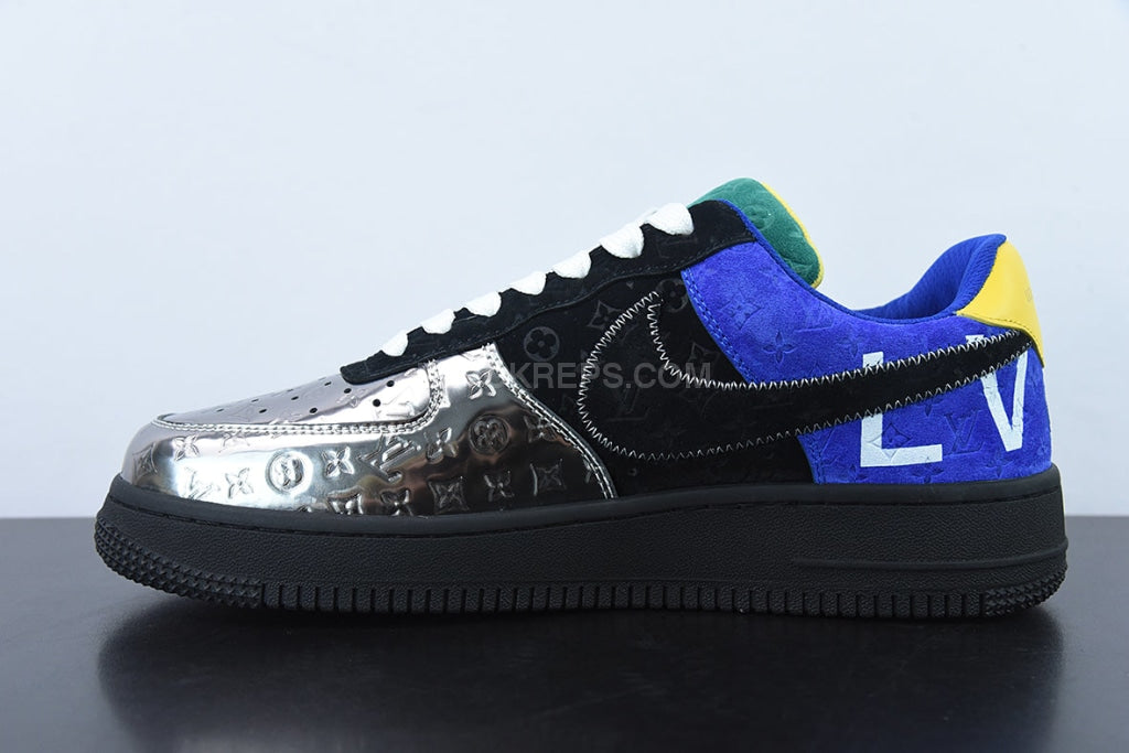 Louis Vuitton Nike Air Force 1 Low by Virgil Abloh Black Metallic Silver, 8.5 / 10W / New