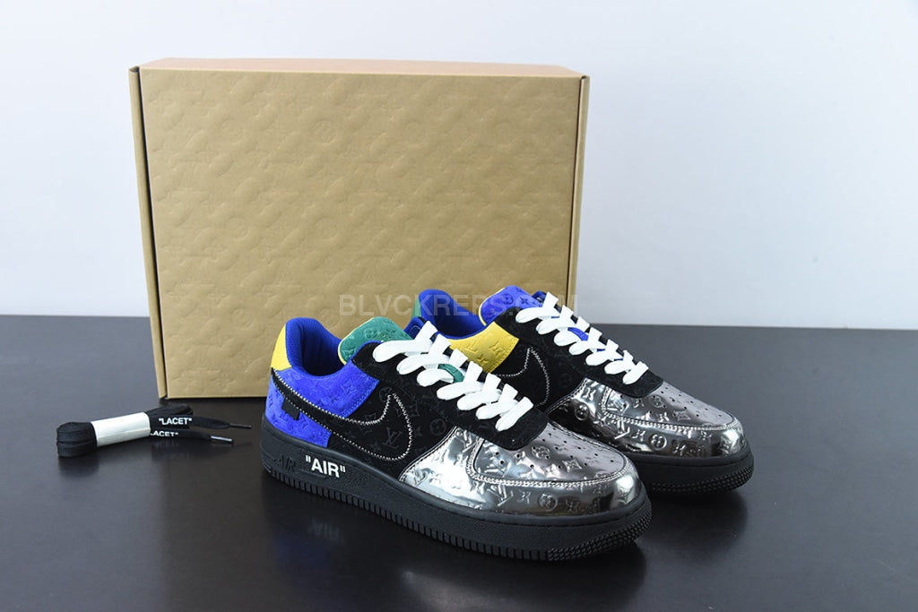 AVAILABLE] Louis Vuitton Nike Air Force 1 Low By Virgil Abloh Black  Metallic Silver